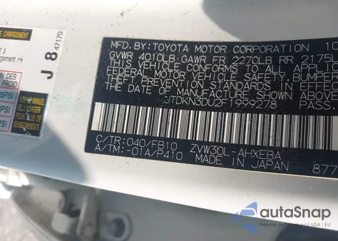 2015 Toyota Prius Two z USA, uszkodzony, nr VIN JTDKN3DU2F1999278